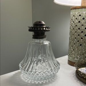 Vintage Elegant Clear Glass Oil Lamp, lamplight farms
Made in Austria